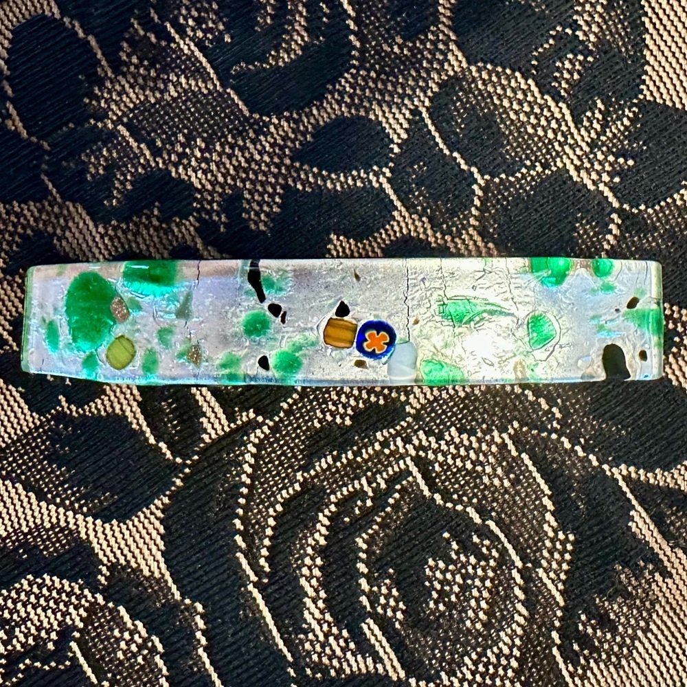 2 Vintage Handcrafted Glass (One of A Kind) Hair Barrettes (Large Size) - Picture 7 of 10